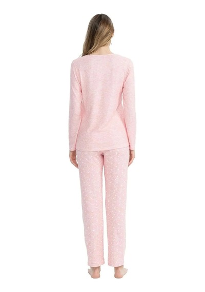 U.s. Polo Assn. Kadın Düğmeli Yaka Uzun Kollu Pijama Takımı Pembe
