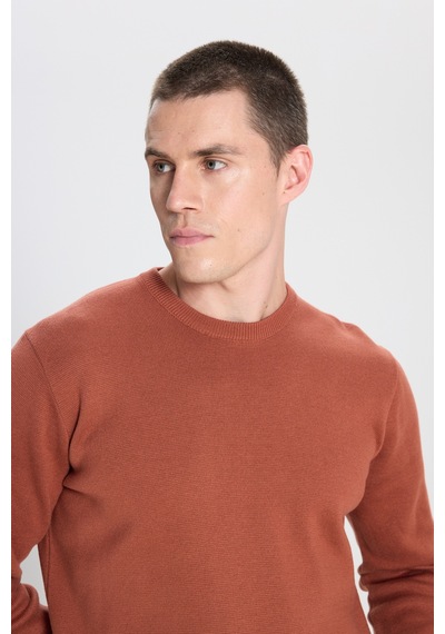 Wrangler Regular Fit Normal Kesim Kahverengi Triko Kazak W242724220 Kahverengi
