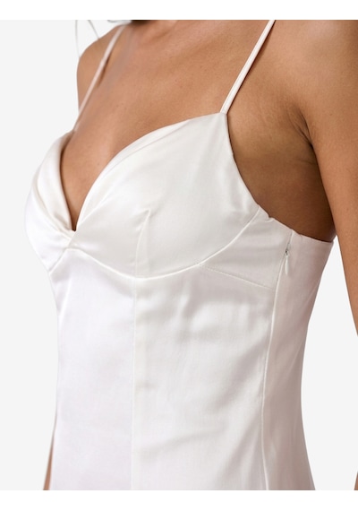 Koton Askılı Kalp Yaka Kolsuz Saten Mini Bridal Elbise Ekru 6sak80047fw