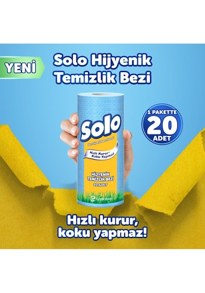 Solo Hijyenik Temizlik Bezi İç Adet 20 Li Kokusuz,hızla Kuruyan Mavi 28705630