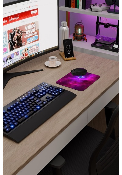 Galaksi Kaymaz Dikişli Kauçuk Oyuncu Mousepad V5 - 22x18 Gaming Mouse Pad Fare Altlığı