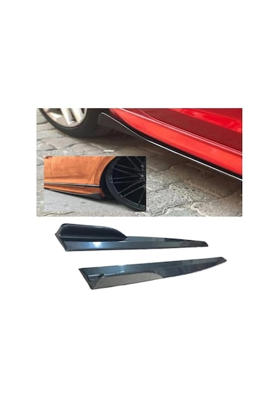 Renault Clio 4 2012-2019 Yan Marşpiyel Altı Lip Kulaklı Kısa 86 Cm Piona Black Parlak Siyah 2li