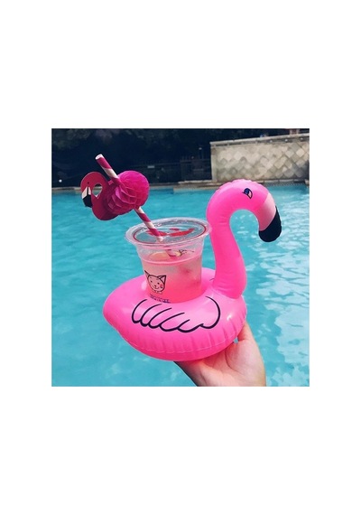 Flamingo Temalı Şişme Havuz Bardak Tutucu, 6 Adet Set