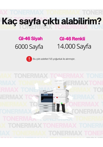 Tonermax Canon Gı-46 Uyumlu Mürekkep Siyah / Gx6040 / Gx6050