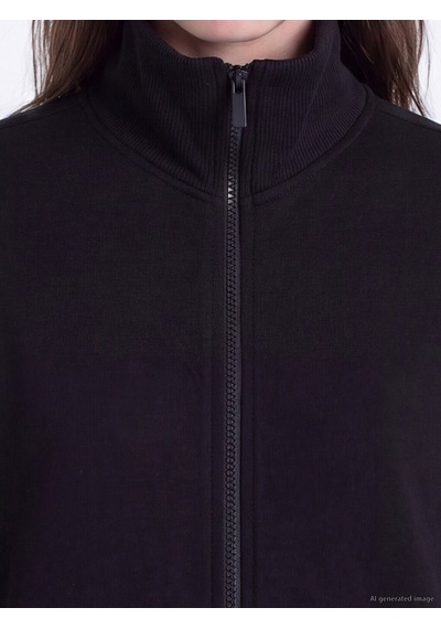 Lcw Modest Siyah Soft Touch Kadın Fermuarlı Sweatshirt