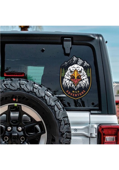 Vahşi Kartal Sticker - Wild Adventure Off Road 4x4 Kamp Sticker - Araba Oto Motosiklet Karavan Cam Sticker - 00051 50x36 Cm