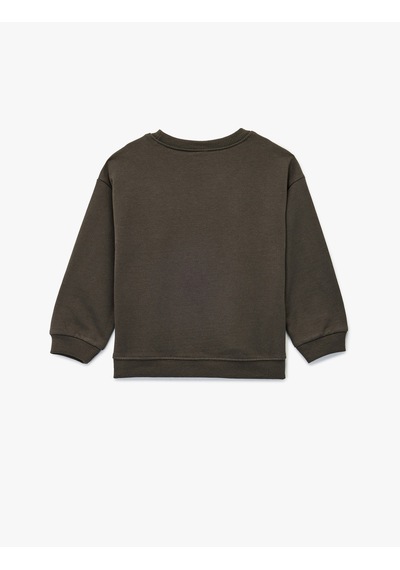 Koton Şardonlu Uzun Kollu Bisiklet Yaka Kaplan Baskılı Sweatshirt Antrasit 6wmb10085tk Antrasit