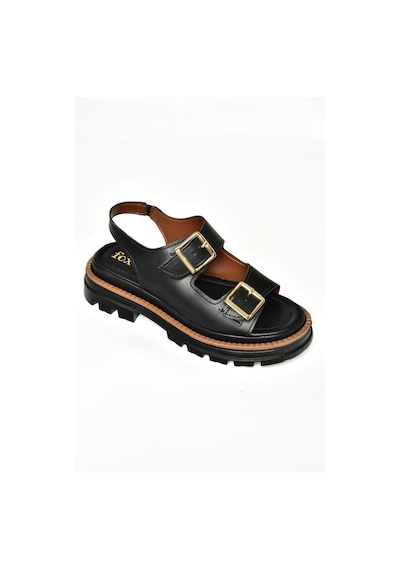 Fox Shoess437302209 Siyah Kalın Tabanlı Kadın Sandalet Siyah