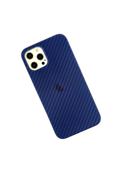 Cosmotex Newface Apple iPhone Uyumlu  12 Pro Max Kılıf Karbon Pp Silikon - Mavi