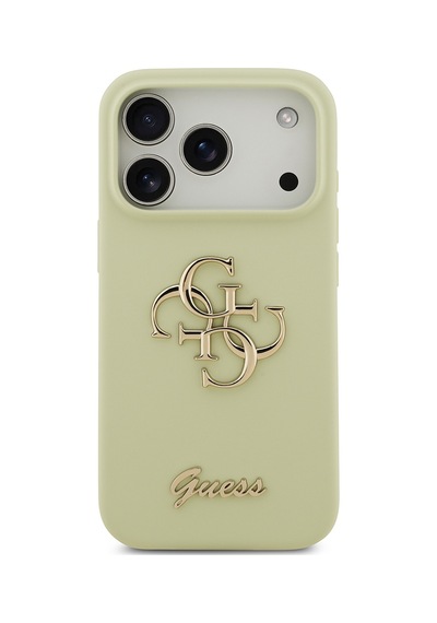 Apple Uyumlu iPhone 17 Pro Kılıf Guess Lisanslı Grained Yazı Logolu Kapak Yeşil