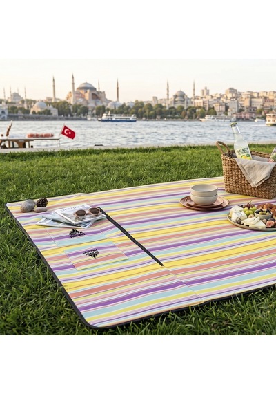 Çanta Olabilen Piknik Matı Çok Renkli