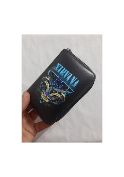 Owlbag Company Owl Bag Nirvana Logo Siyah Desenli Tasarım Suni Deri Cüzdan Çok Renkli