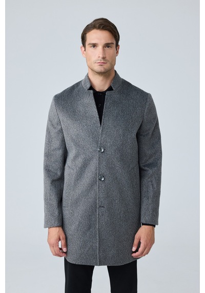 Danger Erkek Relaxed-fit Premium Yün Kaşe Kaban Gri 4351dngr