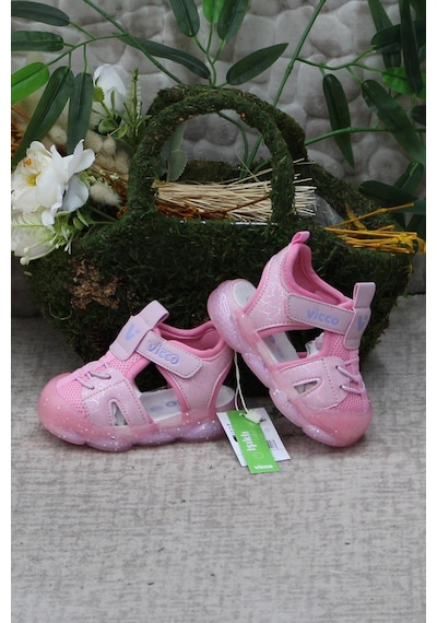 Vicco 321.b24y.211 Monrovia Pembe Rahat Esnek Işıklı Kız Çocuk Sandalet 001