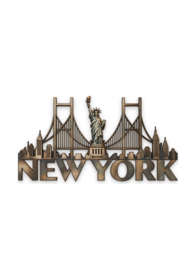 New York Ve Özgürlük Heykeli - Metal Tablo - Dec0201 100 X 54 Cm Çok Renkli