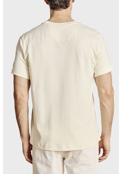 Brooks Brothers Logolu % 100 Pamuk Bisiklet Yaka T-shirt Erkek T Shirt Bbss26mts002142 Bej