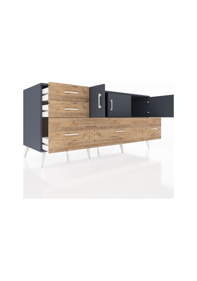Kronos Konsol 2 Raflı 5 Çekmeceli 3 Kapaklı 176x59x83 Antrasit-antrasit/çam Antrasit/çam Kronos Konsol 2 Raflı 5 Çekmeceli 3 Kapaklı 176x59x83 Antrasit-antrasit/çam Antrasit/çam