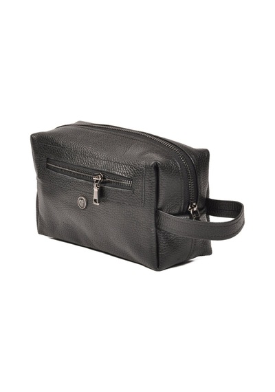 Praff Leather Siyah Hakiki Deri Fermuarlı Çok Bölmeli Erkek Portfoy El Çanta Pc-002