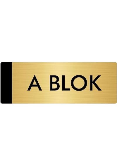 Metal Yönlendirme Levhası, Departman Kapı Isimliği A Blok 7x20 Cm Altın Renk