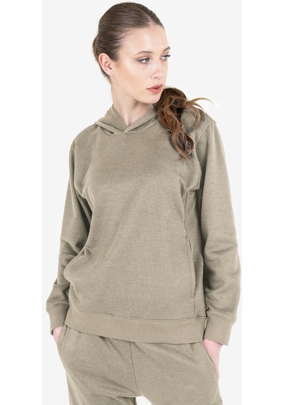 Lescon Bej Kadın Kapüşonlu Sweatshirt 23n-2106