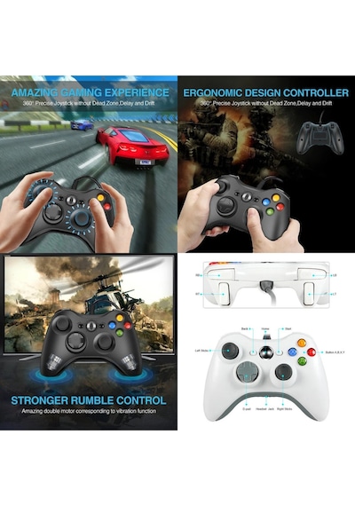 Xbox 360 Gamepad Joystick Kablolu Oyun Kolu Pc-360 Uyumlu Siyah