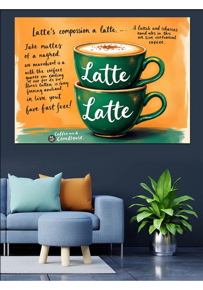 Latte Ve Şiir Dekoratif Kanvas - Mdf Ahşap Tablo