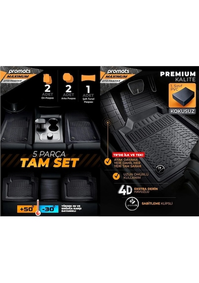 Promats 4d Havuzlu Paspas Maximum 5 Parça Gri