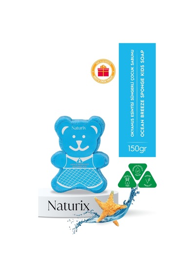 Naturix Ayıcık Şekilli Süngerli Okyanus Ferahlığı Çocuk Sabunu 150 G
