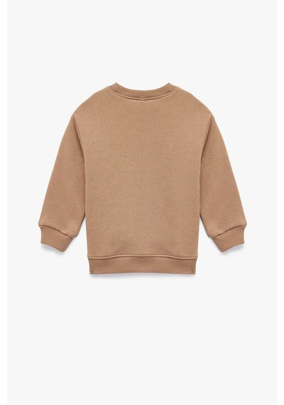 Koton Erkek Bebek Bisiklet Yaka Uzun Kollu Şardonlu Aslan Baskılı Sweatshirt Kahve