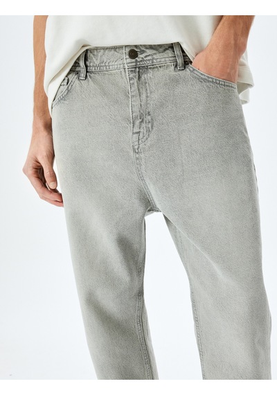 Koton Pamuklu Cep Detaylı Loose Fit Jean Pantolon Gri 5sam40067ıd Gri
