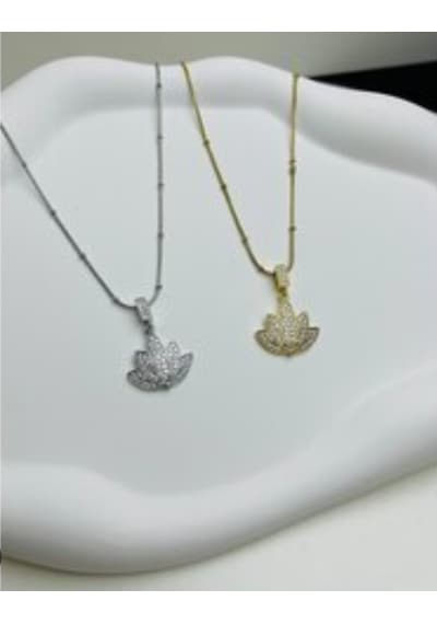 Beren Aksesuar Stainless Steel Lotus Çelik Kolye Gold
