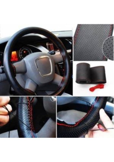 Kia Rio Uyumlu Direksiyon Kılıfı Sarmalı Dikmeli Deri Dikişli