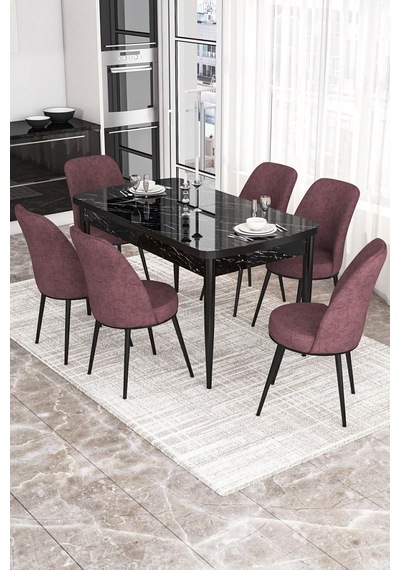 Canisa Kor Serisi 70x114 Açılabilir Mutfak Masası Takımı Siyah Mermer Desen Masa 6 Gül Kurusu Sandalye Masa Siyah Mermer Desen Sandalye Gülkurusu Canisa Kor Serisi 70x114 Açılabilir Mutfak Masası Takımı Siyah Mermer Desen Masa 6 Gül Kurusu Sandalye Masa Siyah Mermer Desen Sandalye Gülkurusu