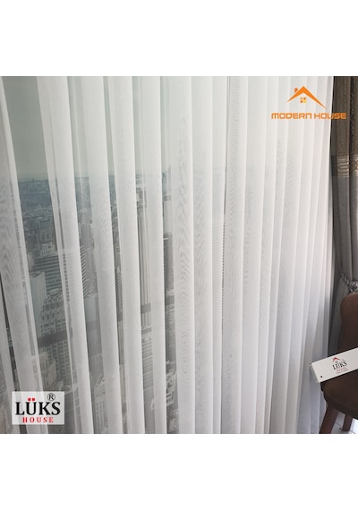 Lüks Keten Titi Tül Perde Kırık Beyaz Modern House