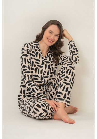 Pierre Cardin Kadın Krem Gömlek Pijama Takımı Pc9301-s-v1 Pc9301-s-v1