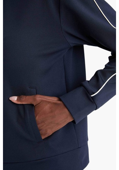 Defacto Defactofit Slim Fit Dar Kesim Dik Yaka İçi Yumuşak Tüylü Fermuarlı Hırka F3844ax25aunv253 Lacivert