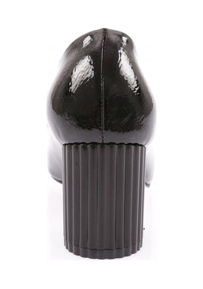 Dgn K112 Kadin Sivri Burun Silver Taşli Tokali Topuklu Ayakkabi K112-1510-R7749 Siyah Kırışık Rugan