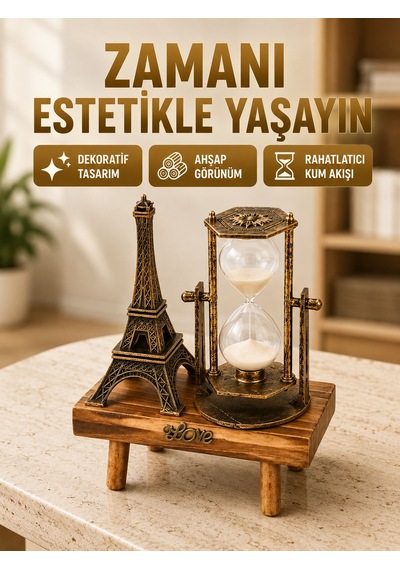 Ahşap Gövdeli Dekoratif Kum Saati Masa Üstü El Sanatı Aksesuarı Sarı 04936595