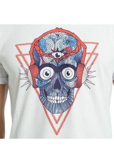 Bant Giyim - Stereo Skull Beyaz Erkek T-Shirt Tişört