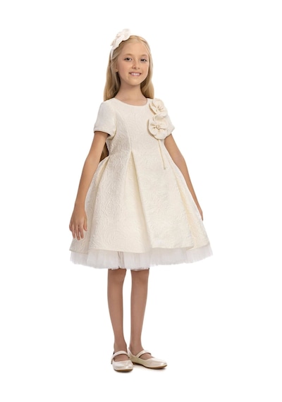 Pamina Kids Pamina Kız Çocuk Taç Tokalı Tüllü Elbise Ekru 36190