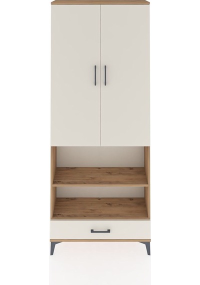 Arges Dolap 4 Raflı Tek Çekmeceli Tek Askılı 88x30x221 Çam-ay... Çam