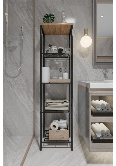 Retodesign Siyah 40 Cm.çok Amaçlı Raf, Mutfak Rafı, Banyo Düzenleyici Raf 1893s