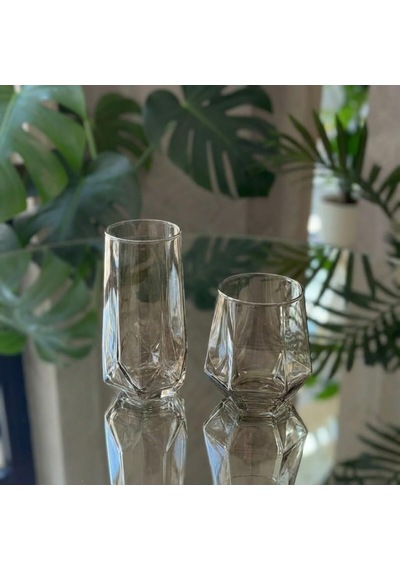 12'li Füme Cam Su Bardağı Seti 6 Uzun + 6 Kısa Modern Bardak Takımı Diğer