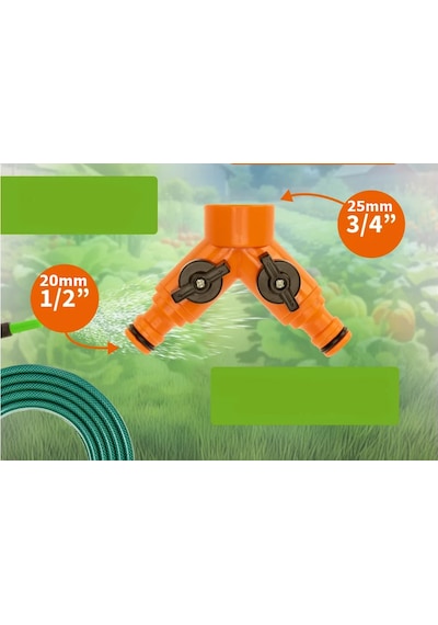 Meriva M176 Bahçe Musluğu Hortum Baglantı Ayırıcı Aparatı Vanalı 2li 3/4 x 1/2"