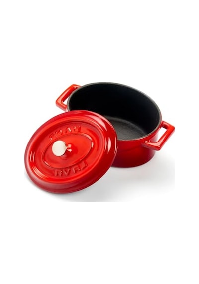 Kırmızı Metal Oval Mini Tencere, Şık Mutfak Aracı 16 Cm