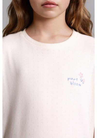 Defacto Tişört Alt 2li Pijama Takımı Kız Çocuk H2655a826sper99 Ekru-er99