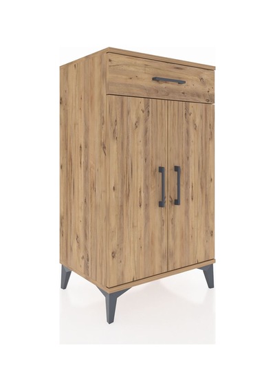 Hyperion Komodin 2 Raflı Tek Çekmeceli 2 Kapaklı 60x44x106 Ça... Çam