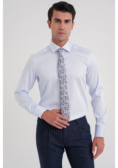 Efor Slim Fit %100 Pamuk Non Iron Kumaş Klasik Mavi Gömlek Gk 734 Mavi