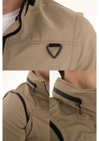 Camp Scoutland Camp460 Outdoor Tactical Softshell Su & Rüzgara Dayanıklı Erkek Taktik Yelek & Mont Bej