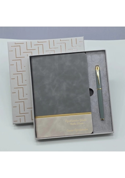 Lb Öğretmenler Gününe Özel Deri Defter Ve Kalem Set Çok Renkli